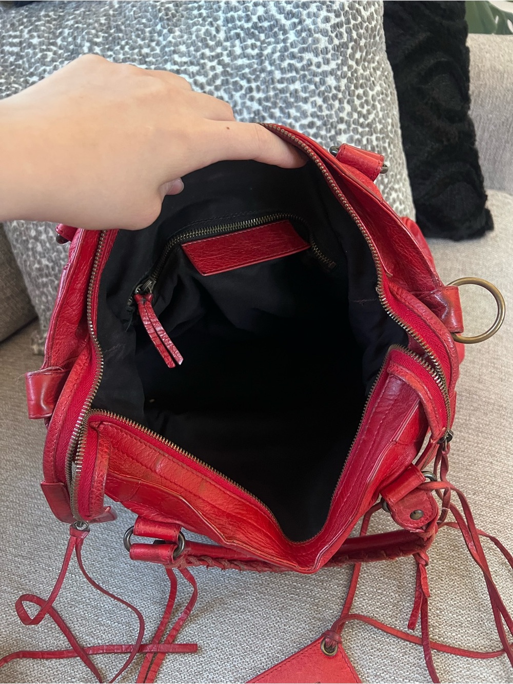 Balenciaga Vintage Le City Velo Red Leather Satchel Bag - Picture 8 of 13